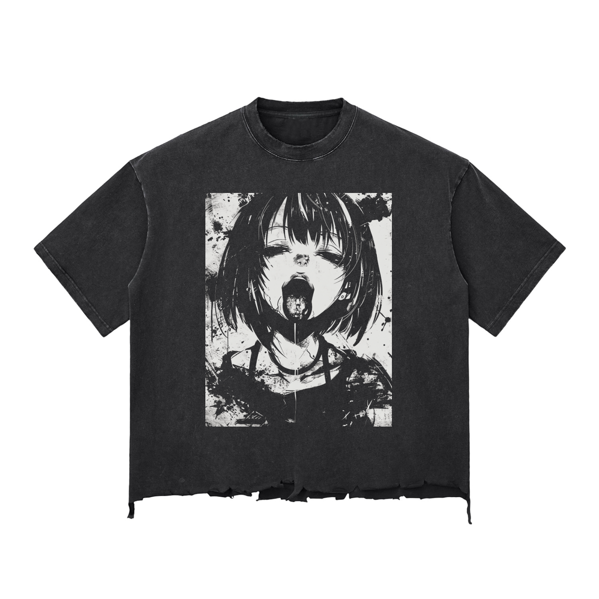 Snow Wash Raw-Hem Boxy T-shirt